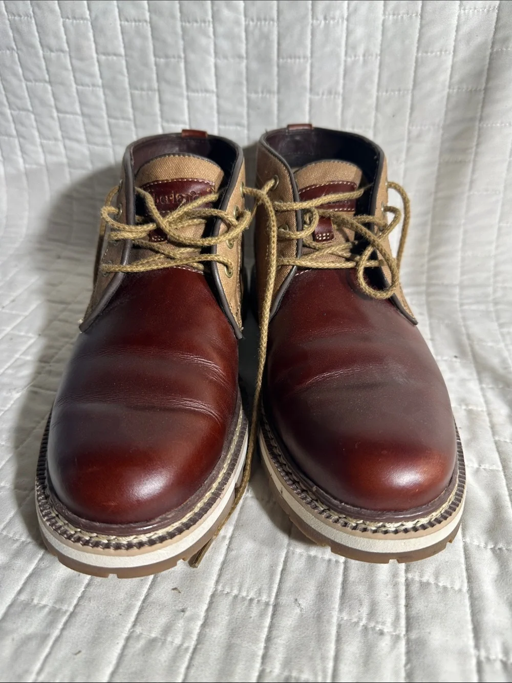 Timberland Britton Hill waterproof chukka boots two-tone leather and canvas